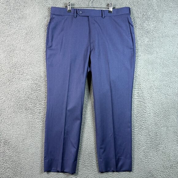 Paul Stuart Pants Mens 36x28 Blue Straight Fit Dress Slacks Wool Formal - Picture 1 of 12
